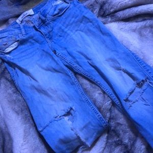 Light wash hollister jeans.